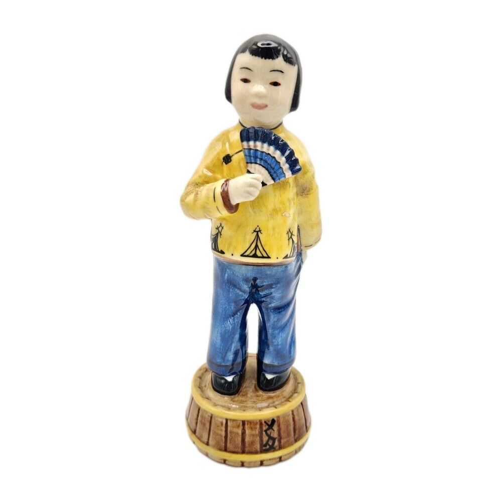Vintage 1948 Gort Bone China Figurine Jade 202F Chinese Girl Fan SL Young Rare